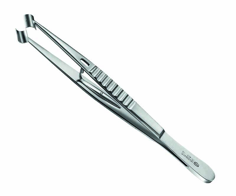 Maxgraft-Bone-Ring Haltepinzette, 16 cm, für Ø6mm u. Ø7mm Ringe, 45° abgewinkelt