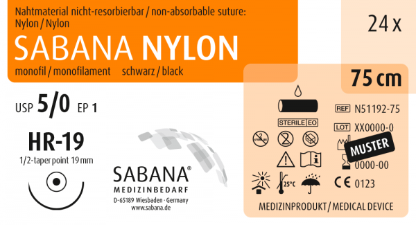 SABANA NYLON | 5/0 | HR-19 | 1/2 | 75 cm | Rundkörper