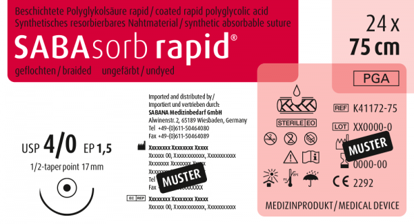 SABAsorb rapid | 4/0 | HR-17 | 1/2 | 75 cm | Rundkörper