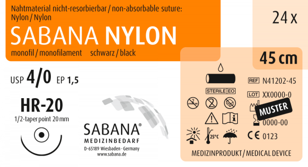 SABANA NYLON | 4/0 | HR-20 | 1/2 | 45 cm | Rundkörper