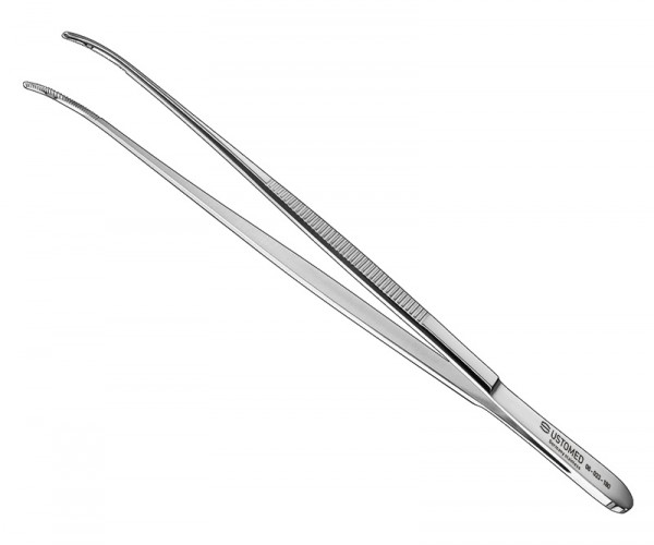 Anat. Pinzette, 18 cm, gebogen, fein