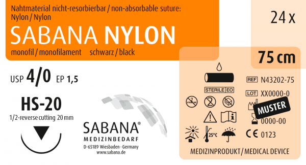 SABANA NYLON | 4/0 | HS-20 | 1/2 | 75 cm | schneidend